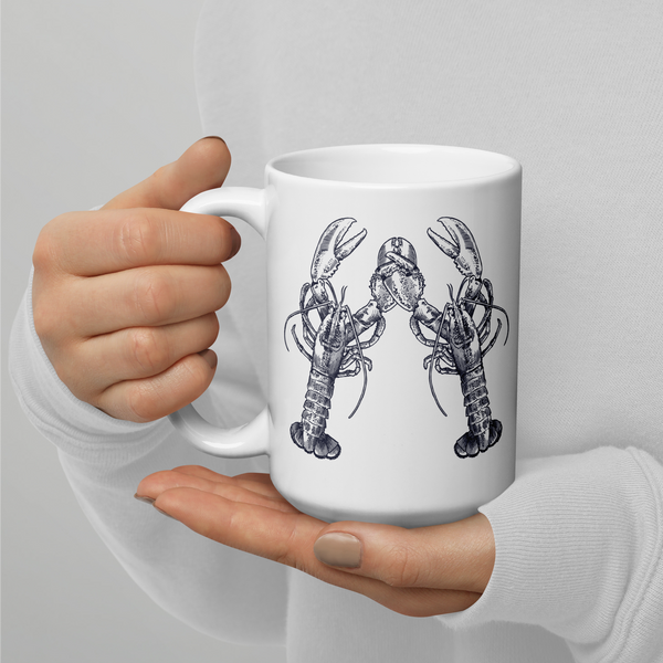 Nauti Love Lobster White glossy mug