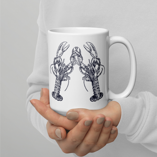 Nauti Love Lobster White glossy mug